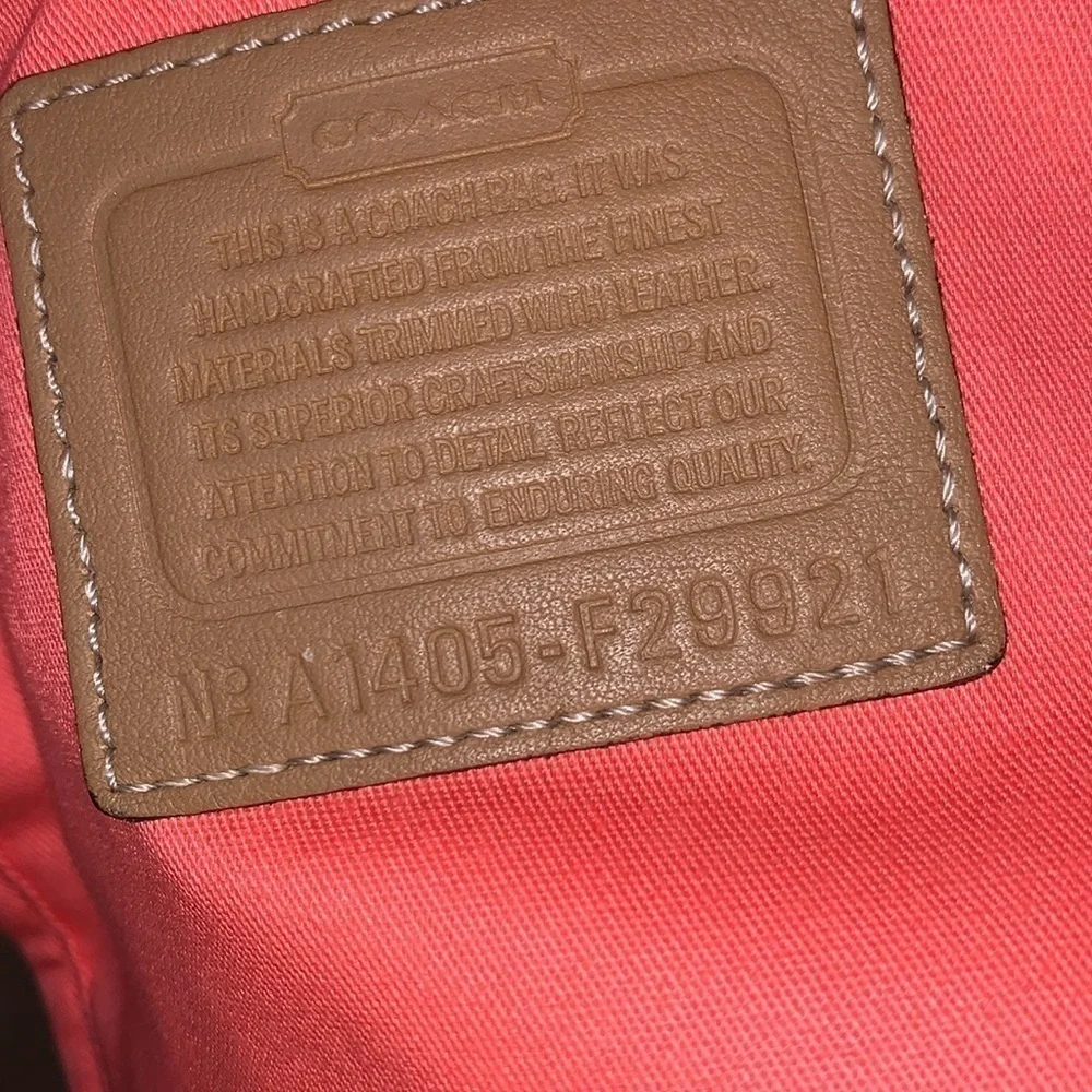 Coach Hadley Variegated coral and beige striped coach tote